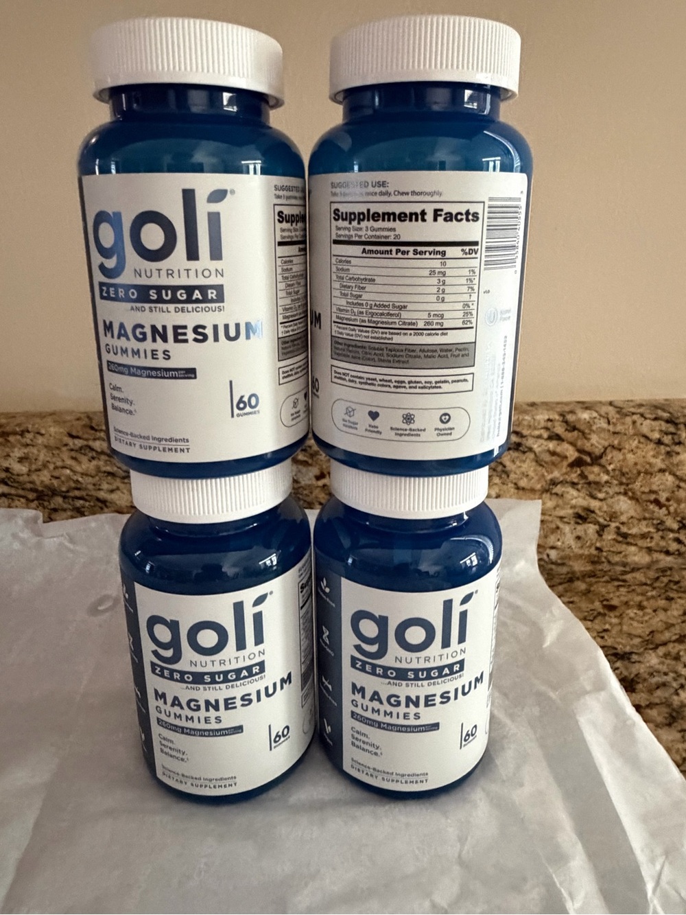 Goli Nutrition Magnesium Gummies - Blue & White Bottle zero sugar lot of 2